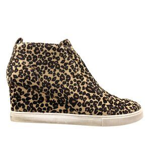 Linea Paolo Women's Size 11M Felicia Leopard Calfhair High Heel Wedge Sneakers